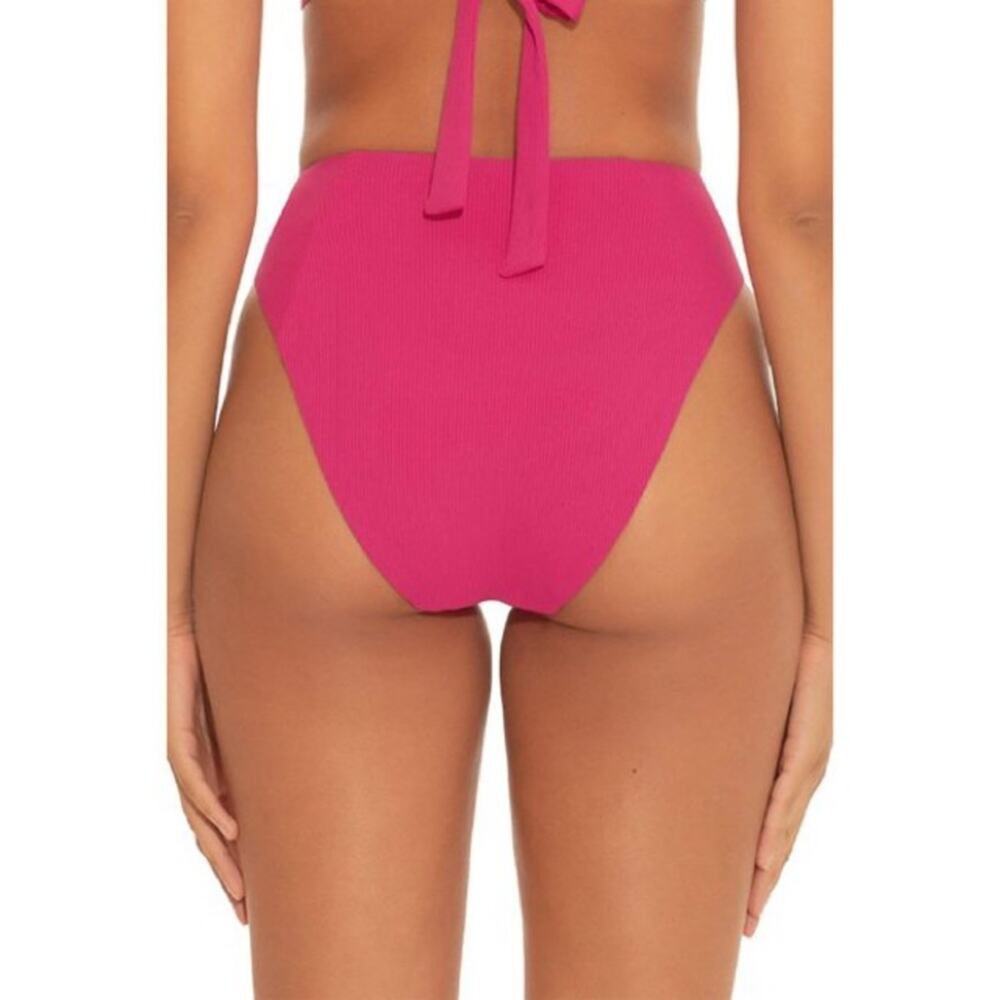 Becca RASPBERRY Ribbed High Waist Bikini Bottom - Picture 2 of 2
